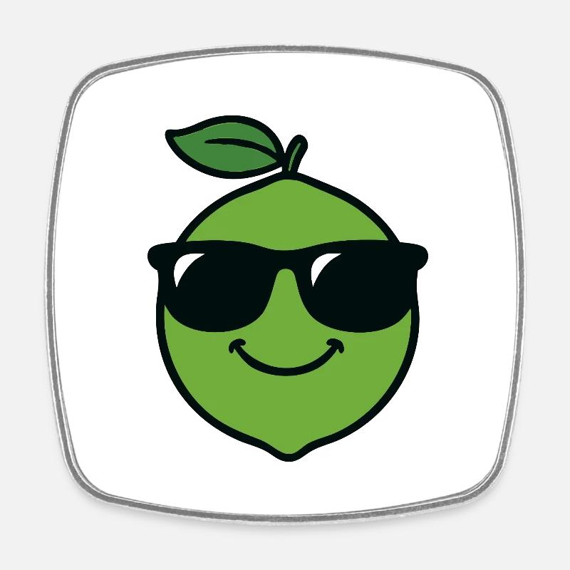 Lime Head - Square fridge magnet - white