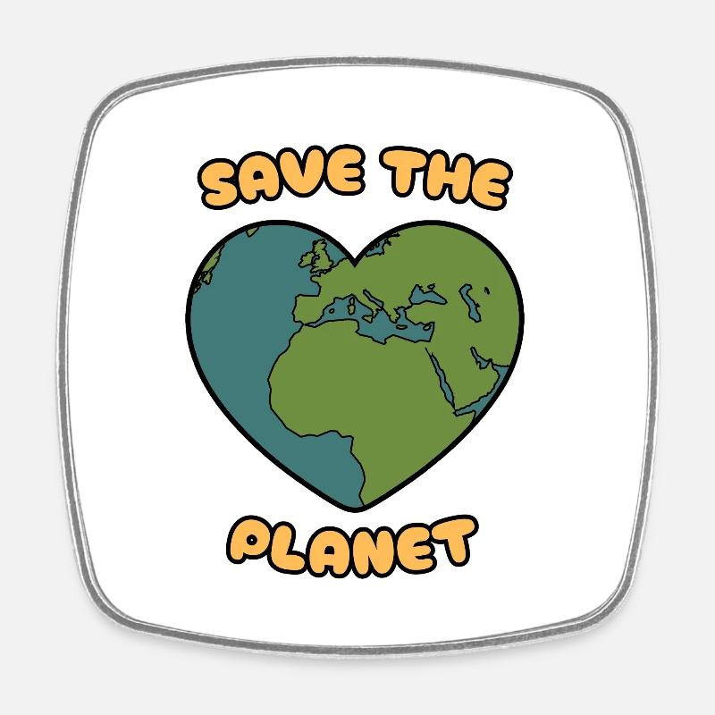 save the planet - Square fridge magnet - white