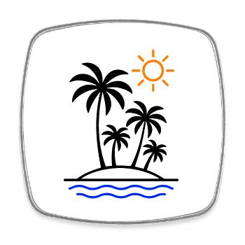 Island Summer Palm Trees - Square fridge magnet - white - Front