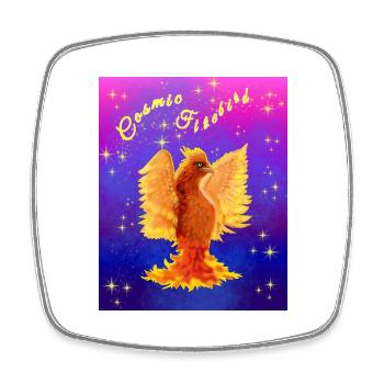 Ein orangefarbener kosmischer Cyber-Vogel - Viereckiger Kühlschrankmagnet - Weiß - Vorne