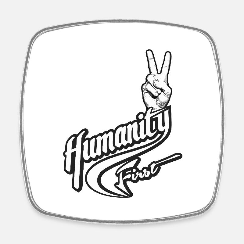 Humanity First | True Peace Symbol - Square fridge magnet - white