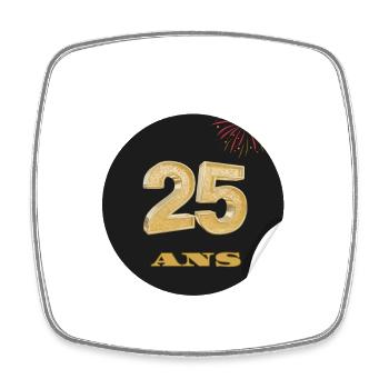 25 ans d’éclat – Un sticker - Magnet carré - blanc - Devant
