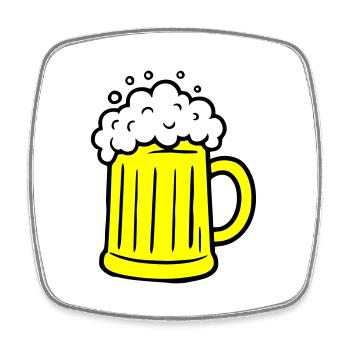 Verre à bière Beer Comic - Magnet carré - blanc - Devant