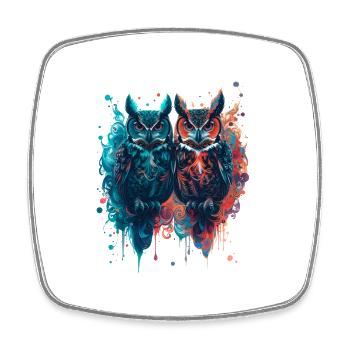 Tinte,Eulen,illustration,malerei,graffiti,Eule - Viereckiger Kühlschrankmagnet - Weiß - Vorne