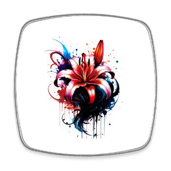 tinte,Hibiskus,illustration,malerei,graffiti,Blume - Viereckiger Kühlschrankmagnet - Weiß - Vorne