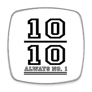 Numéro 10 Maillot Numéro Joueur de Football - Magnet carré - blanc - Devant