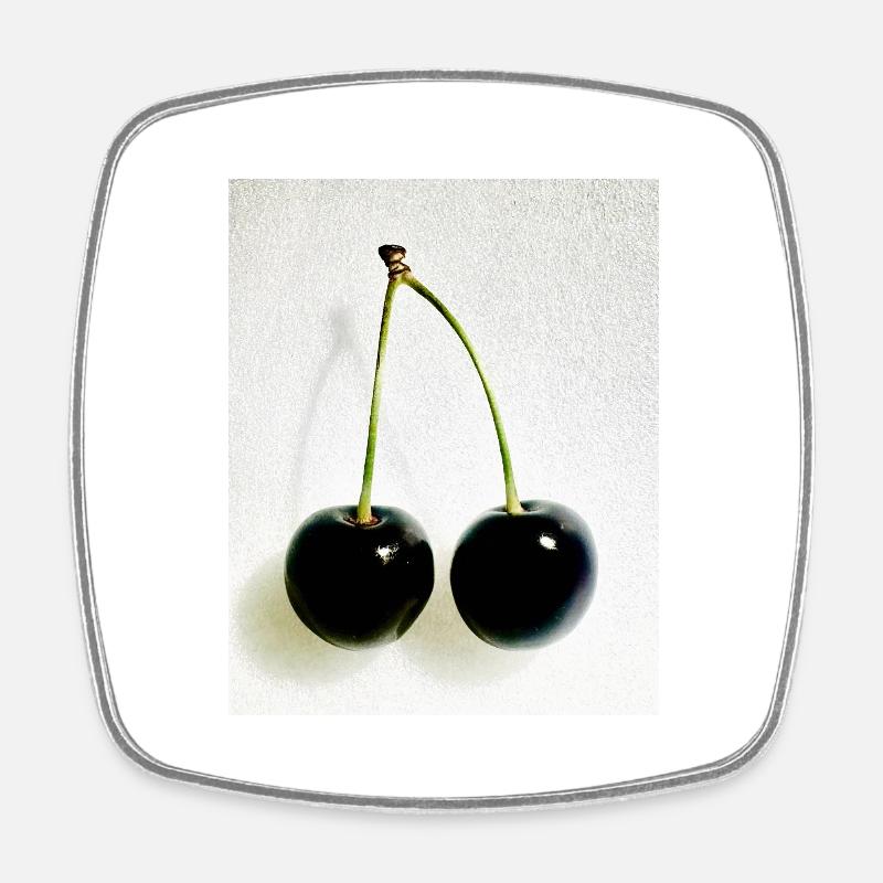 Cherry - Square fridge magnet - white