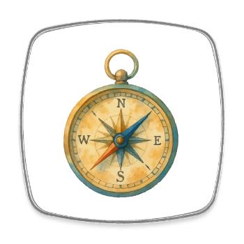 Compass Watercolor - Square fridge magnet - white - Front