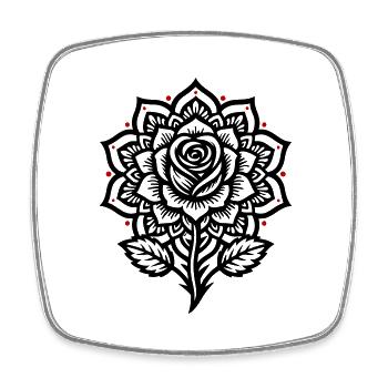 Rose Mandala - Viereckiger Kühlschrankmagnet - Weiß - Vorne