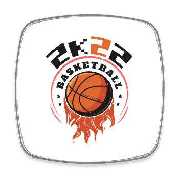 2K22 Basketball - Flammender Reifen Design - Viereckiger Kühlschrankmagnet - Weiß - Vorne