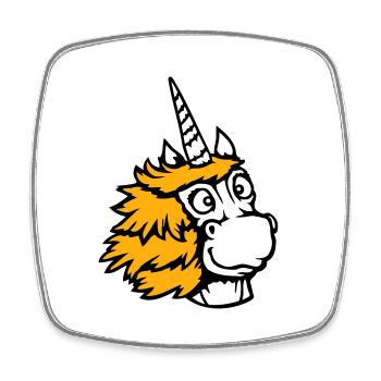 Licorne heureux sourire amical bande dessinée dessin animé - Magnet carré - blanc - Devant