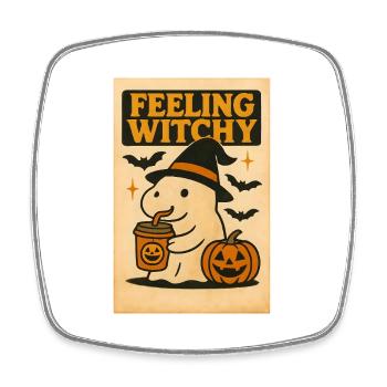 Ghost Capybara Halloween Gift - Square fridge magnet - white - Front