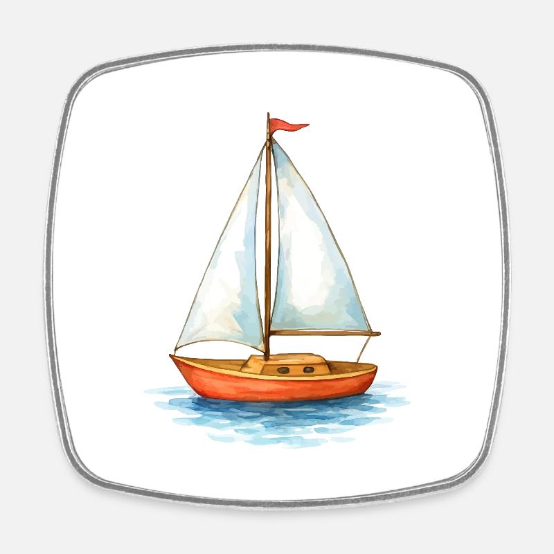segelboot boot - Viereckiger Kühlschrankmagnet - Weiß