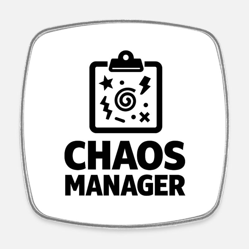 Chaos Manager Clipboard Design - Square fridge magnet - white