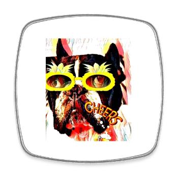 Cheers Frenchie - Square fridge magnet - white - Front