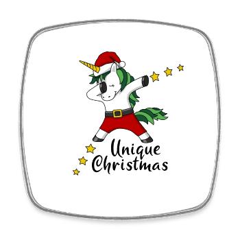 Unique Christmas Einhorn dabing Weihnachtsmann - Viereckiger Kühlschrankmagnet - Weiß - Vorne