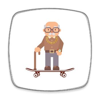 Lustiger Opa skating | Funny Skateboard Opa Design - Viereckiger Kühlschrankmagnet - Weiß - Vorne