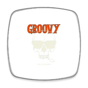 Groovy Halloween Skelett mit Sonnenbrille - Viereckiger Kühlschrankmagnet - Weiß - Vorne