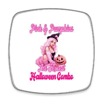 Pink And Pumpkins Halloween Combo für Frauen - Viereckiger Kühlschrankmagnet - Weiß - Vorne