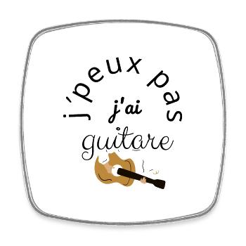 J’peux pas j’ai guitare - Magnet carré - blanc - Devant