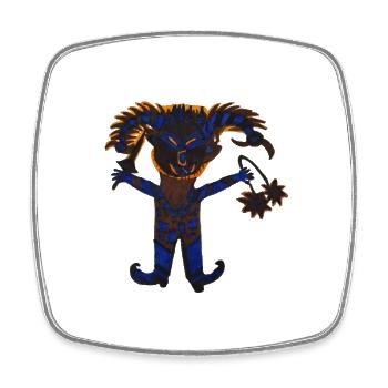 Figurine de monstre - Magnet carré - blanc - Devant