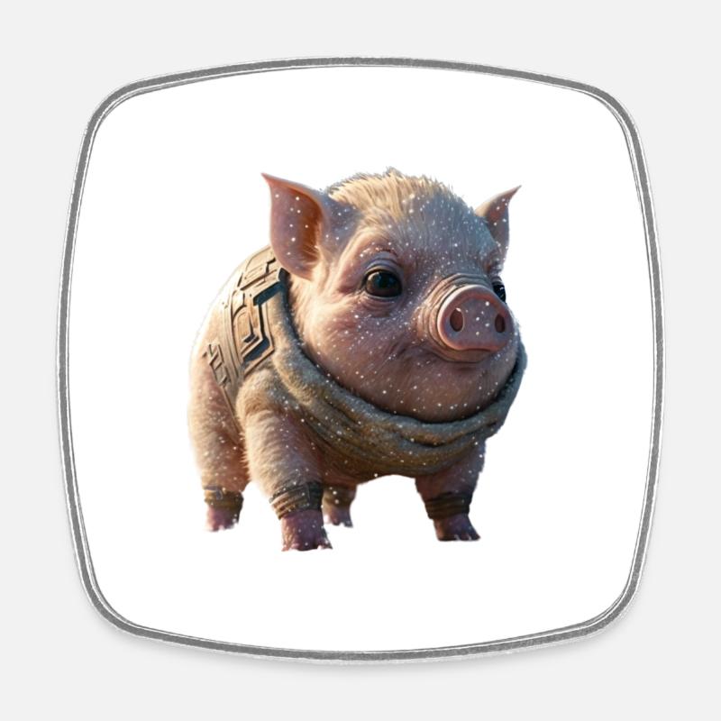 Sweet Space Pig - Square fridge magnet - white