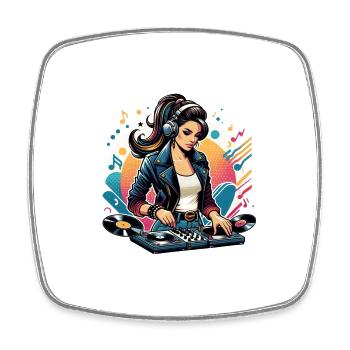 Retro DJ Party Mix für Frauen für einen DJ - Viereckiger Kühlschrankmagnet - Weiß - Vorne