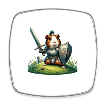 Knight Guinea Pig Tiny Castle Defender - Viereckiger Kühlschrankmagnet - Weiß - Vorne