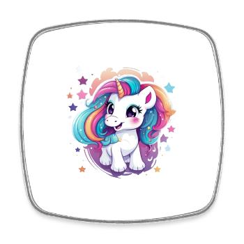 Niedliches Kleines Einhorn - Viereckiger Kühlschrankmagnet - Weiß - Vorne