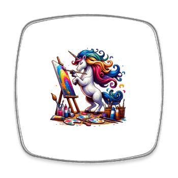 Maler Einhorn Kunst für einen Frauen, Mädchen und - Viereckiger Kühlschrankmagnet - Weiß - Vorne