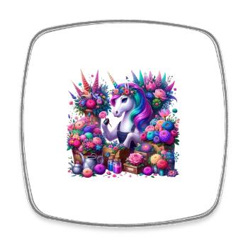Floristin Einhorn in Enchanted Garden - Viereckiger Kühlschrankmagnet - Weiß - Vorne