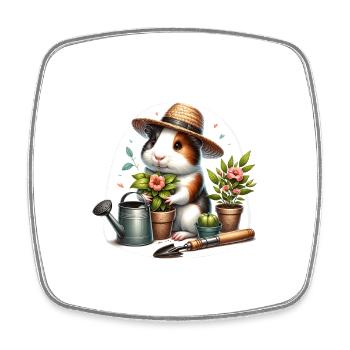 Gardener Guinea Pig’s Green Thumb - Viereckiger Kühlschrankmagnet - Weiß - Vorne