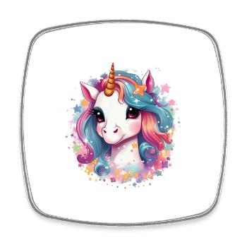 Niedliches Einhorn für Kinder - Viereckiger Kühlschrankmagnet - Weiß - Vorne
