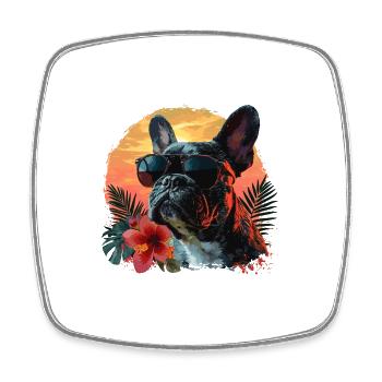Französische Bulldogge Hund Mops - Viereckiger Kühlschrankmagnet - Weiß - Vorne