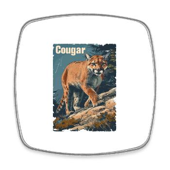 Vintage Wild Berglöwe - Viereckiger Kühlschrankmagnet - Weiß - Vorne