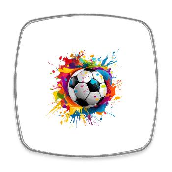 Fußball Ball Farbspritzer für einen Sportfan und - Viereckiger Kühlschrankmagnet - Weiß - Vorne