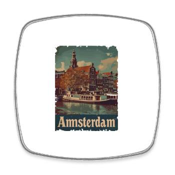 Vintage Amsterdam Kanal Niederlande Holland - Viereckiger Kühlschrankmagnet - Weiß - Vorne