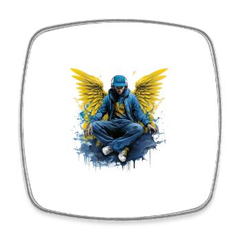 Urban Angel Wings DJ Grafik Stylische Streetwear - Viereckiger Kühlschrankmagnet - Weiß - Vorne