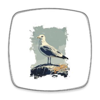Vintage Seemöwe Nautischer Vogel - Viereckiger Kühlschrankmagnet - Weiß - Vorne