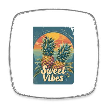 Ananas-Sonnenbrille Obst Retro-Stil für - Viereckiger Kühlschrankmagnet - Weiß - Vorne