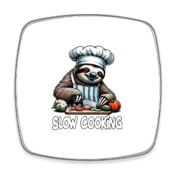 Chefkoch Faultier Slow Cooking für einen Koch - Viereckiger Kühlschrankmagnet - Weiß - Vorne