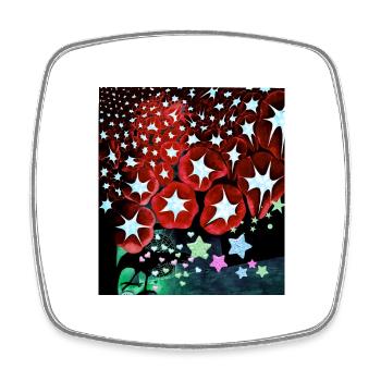 painting, stars, abstract, raven, bird - Square fridge magnet - white - Front