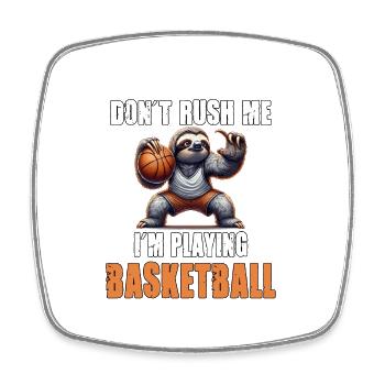 Faultier Basketball Ich hetze nicht ich spiele - Viereckiger Kühlschrankmagnet - Weiß - Vorne