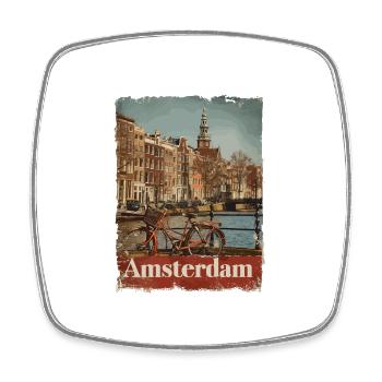 Vintage Amsterdam Kanal Niederlande Holland - Viereckiger Kühlschrankmagnet - Weiß - Vorne