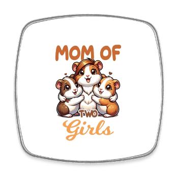Mom of Two Girls Meerschweinchen Töchter - Viereckiger Kühlschrankmagnet - Weiß - Vorne