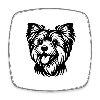 Yorkshire Terrier Drawing Head - Square fridge magnet - white - Front