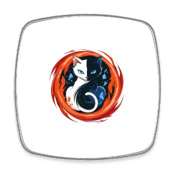 Yin Yang Katzen Katzenkunst für einen - Viereckiger Kühlschrankmagnet - Weiß - Vorne