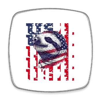 Patriotisches Faultier Amerikanische Flagge Tier - Viereckiger Kühlschrankmagnet - Weiß - Vorne