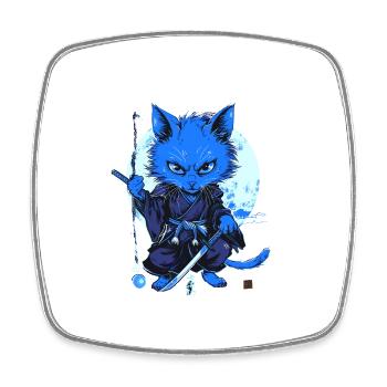 Japanische Katze Samurai Style für Katzen Fans - Viereckiger Kühlschrankmagnet - Weiß - Vorne
