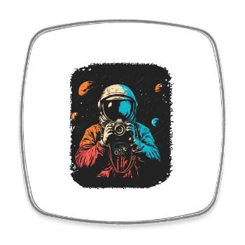 Astronaut Fotograf im Retro-Stil für Fotograf - Viereckiger Kühlschrankmagnet - Weiß - Vorne